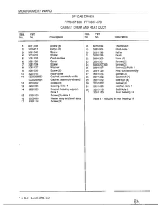 Cabinet Drum/heating Duct Page 2 Diagram and Parts List for 8007-87D  Frigidaire Dryer
