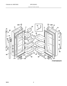 Fresh Food Door Diagram and Parts List for GRFC2353AF3  Frigidaire Refrigerator