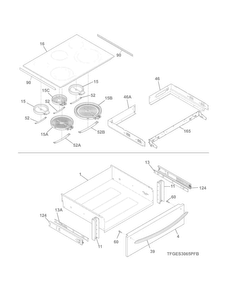 Top/drawer Diagram and Parts List for FGES3065PFD  Frigidaire Range