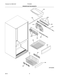 Freezer Section Baskets Diagram and Parts List for FP2I2086NF  Frigidaire Refrigerator