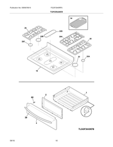 Top/drawer Diagram and Parts List for FGGF3045RFA  Frigidaire Range