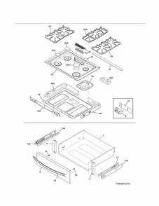 Top/drawer Diagram and Parts List for 79032613314  Kenmore Range