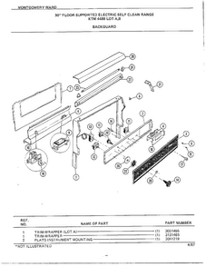 30" Floor/backguard Diagram and Parts List for 4488B  Frigidaire Range