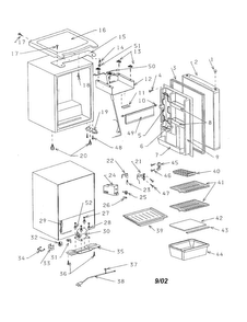 Compact Refrigerator Diagram and Parts List for 56491601100  Kenmore Refrigerator