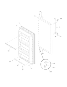 Door Diagram and Parts List for FRU17B2JW23  Frigidaire Refrigerator