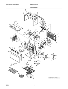 Oven, Cabinet Diagram and Parts List for EMOW1911ASA  Frigidaire Microwave