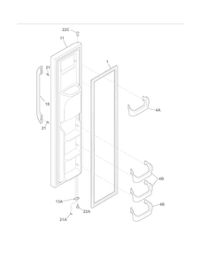 Freezer Door Diagram and Parts List for FFHS2313LP7  Frigidaire Refrigerator
