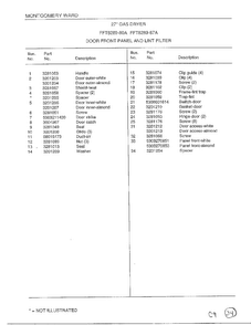 Door Front Panel/lint Filter Page 2 Diagram and Parts List for 8289-80A  Frigidaire Dryer