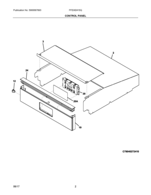 02 - CONTROL PANEL Diagram and Parts List for FFEW2415QBB  Frigidaire Wall Oven