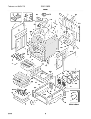 Body Diagram and Parts List for EI30EF45QSG  Frigidaire Range