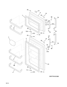 Doors Diagram and Parts List for FFHT1821QW3  Frigidaire Refrigerator