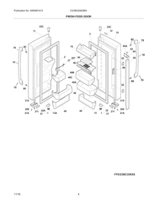 Fresh Food Door Diagram and Parts List for EI23BC65KSBA  Electrolux Refrigerator