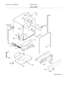 Tub & Frame Diagram and Parts List for FGID2476SF0A  Frigidaire Dishwasher