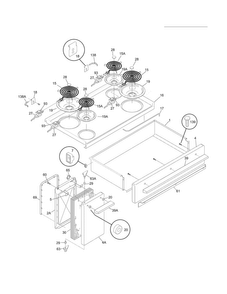 Top/drawer/small Door Diagram and Parts List for FFEF4015LWC  Frigidaire Range