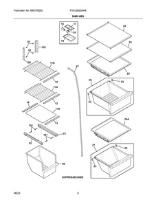 Shelves Diagram and Parts List for FRSS2623AW6  Frigidaire Refrigerator