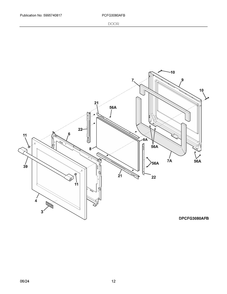 Door Diagram and Parts List for PCFG3080AFB  Frigidaire Range