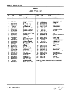 Freezer Page 2 Diagram and Parts List for 89161-0A  Frigidaire Freezer