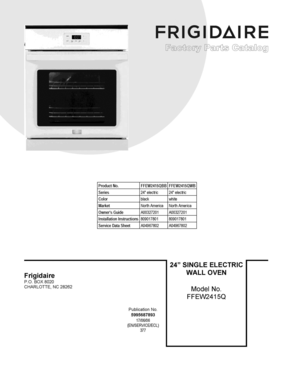 01 - COVER SHEET Diagram and Parts List for FFEW2415QBB  Frigidaire Wall Oven