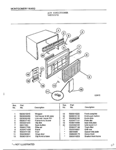 Air Conditioner Diagram and Parts List for 5257D  Frigidaire Air Conditioner