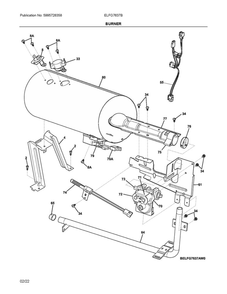 Burner Diagram and Parts List for ELFG7637BW0  Frigidaire Dryer