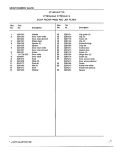Door Front Panel And Lint Filter Page 2 Diagram and Parts List for 8308A  Frigidaire Dryer