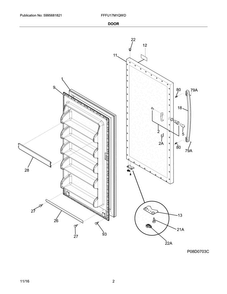 Door Diagram and Parts List for FFFU17M1QWD  Frigidaire Freezer
