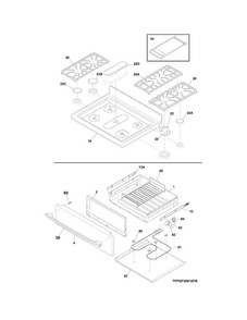 Top/drawer Diagram and Parts List for FPGF3081KFR  Frigidaire Range