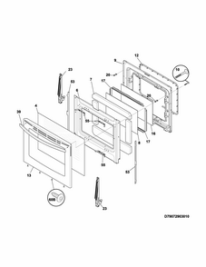 Door Diagram and Parts List for 79074343311  Kenmore Range