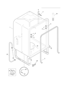 Tub Diagram and Parts List for FGBD2431KW1A  Frigidaire Dishwasher