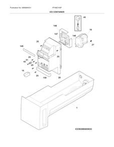 Ice Container Diagram and Parts List for FFHB2740PSCA  Frigidaire Refrigerator
