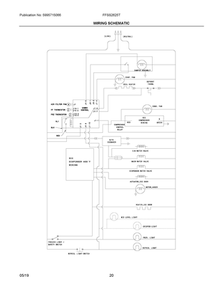 Wiring Schematic Diagram and Parts List for FFSS2625TP1  Frigidaire Refrigerator