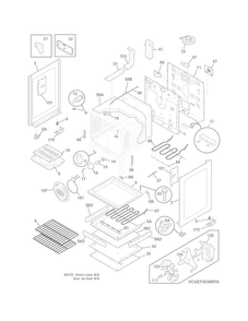 Body Diagram and Parts List for CGEF3039RFA  Frigidaire Range