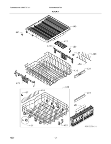 Racks Diagram and Parts List for PDSH4816AF0A  Frigidaire Dishwasher