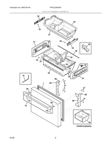 Freezer Drawer, Baskets Diagram and Parts List for PRFG2383AFB  Frigidaire Refrigerator