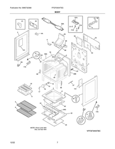 Body Diagram and Parts List for FFGF3054TSG  Frigidaire Range