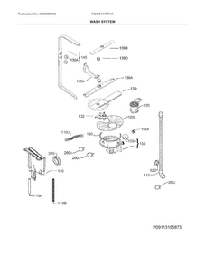 Wash System Diagram and Parts List for FGID2477RF4A  Frigidaire Dishwasher