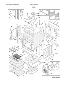 Body Diagram and Parts List for EW27EW55PSD  Electrolux Wall Oven