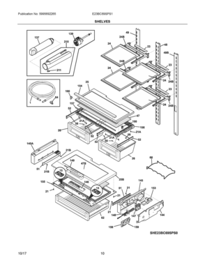 05 - SHELVES Diagram and Parts List for E23BC69SPS1  Frigidaire Refrigerator