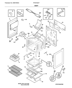 Body Diagram and Parts List for FFGF3054TBD  Frigidaire Range