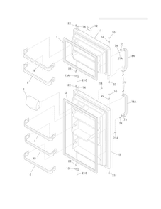 Doors Diagram and Parts List for FRT18G2NW0  Frigidaire Refrigerator