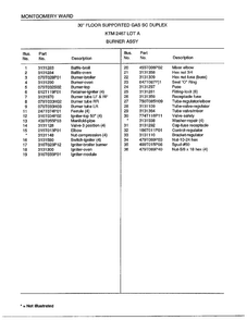 Burner Assembly Page 2 Diagram and Parts List for 2467A  Frigidaire Range