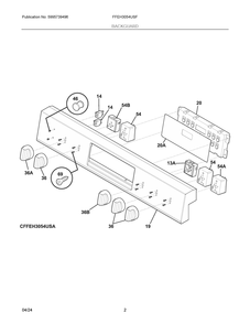 Backguard Diagram and Parts List for FFEH3054USF  Frigidaire Range