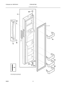 Freezer Door Diagram and Parts List for CRSEH267AB0  Frigidaire Refrigerator