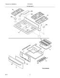 TOP/DRAWER Diagram and Parts List for FGF348KMA  Frigidaire Range