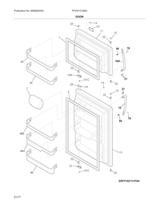 Door Diagram and Parts List for FFHI2131QS3  Frigidaire Refrigerator