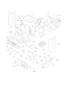 Upper Cabinet/drum Heater Diagram and Parts List for 41797972702  Kenmore Washer Dryer Combo