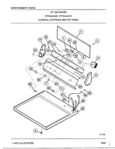 Console, Controls And Top Panel Diagram and Parts List for 8248-87D  Frigidaire Dryer
