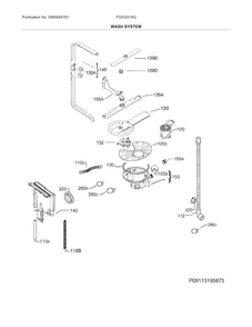 Wash System Diagram and Parts List for FGID2474QF5B  Frigidaire Dishwasher