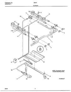 Burner Diagram and Parts List for 28044  Frigidaire Range