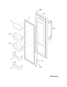 Refrigerator Door Diagram and Parts List for FFHS2622MHE  Frigidaire Refrigerator
